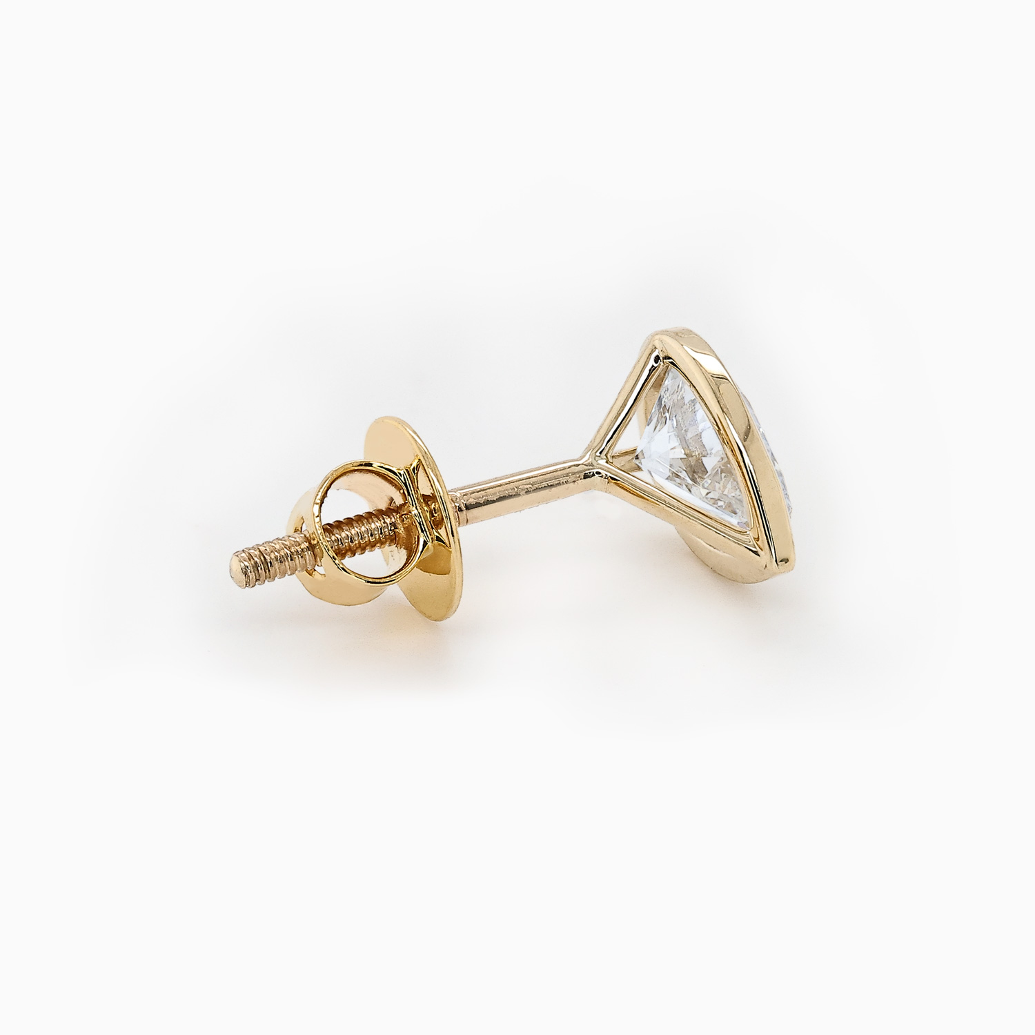 Bezel-Set Pear-Shaped Diamond Stud Earrings, Lab-Grown, 14k Yellow Gold